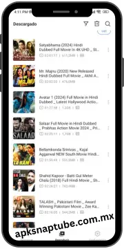 Historial de descargas en Snaptube APK