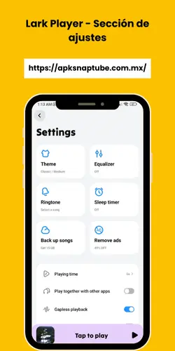 Lark Player - Sección de ajustes
